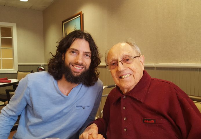 Salvatore, aka Grandpa, hanging out with his grandson Anthony at dinner