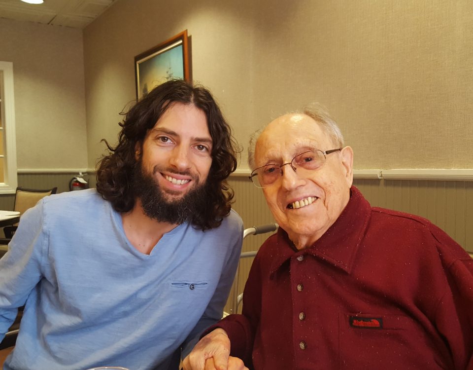 Salvatore, aka Grandpa, hanging out with his grandson Anthony at dinner