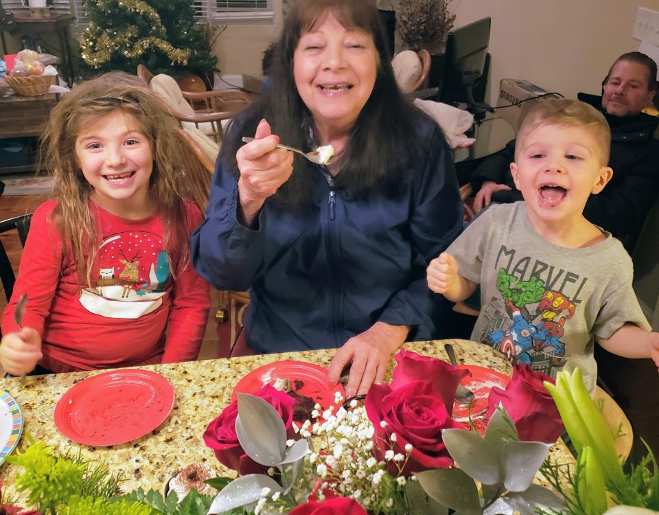 Jeanne Parrino with the grandbabies celebrating Christmas season