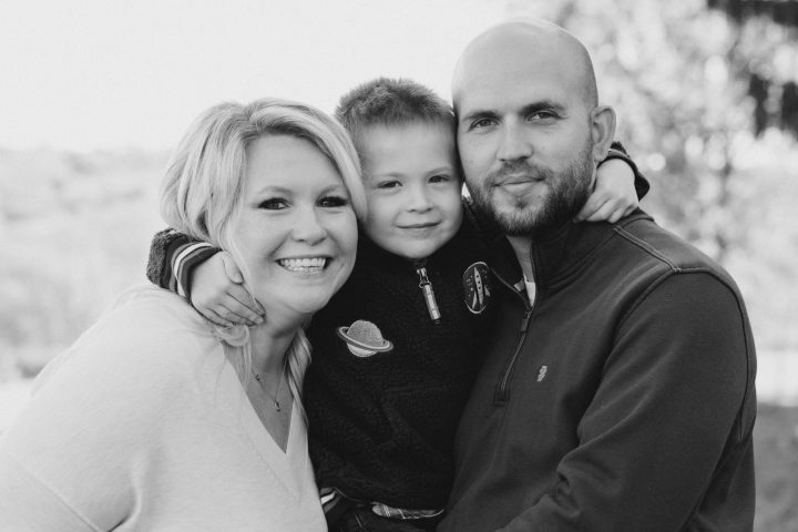 Williams Family portrait in black and white