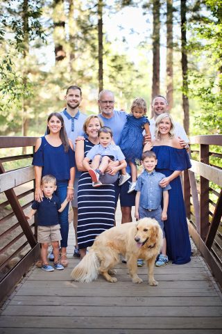 Incline Village Family Portraits (Kara Heckaman giant family photo on bridge)