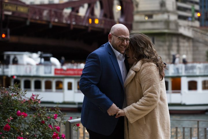 Brett Kushner and Hannah McNamara in front of the ferry boat