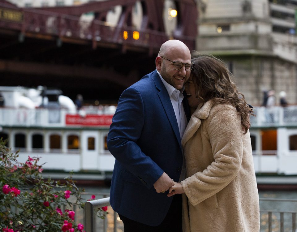 Brett Kushner and Hannah McNamara in front of the ferry boat