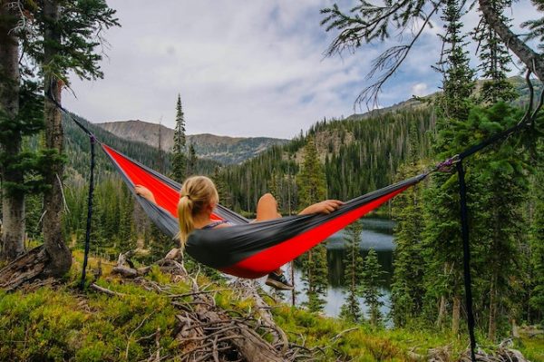 a girl relaxing in her hammock