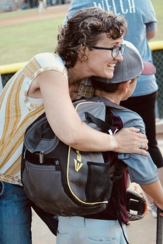 Heather Winn hugging son