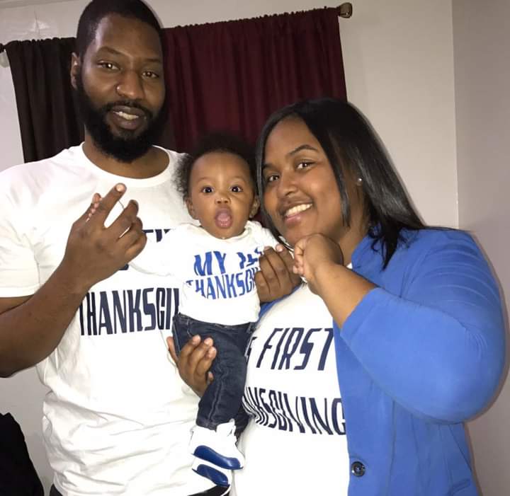 Lashuanty Chapman's clan wearing matching "1st Thanksgiving" shirts