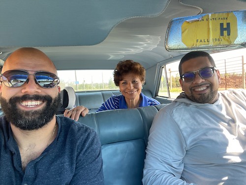 Samiha Salib and her boys sitting in the car together