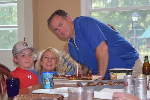 Jennifer Sullivan with her husband Patrick and son Colin celebrating a birthday