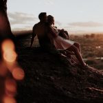 loving couple on the rocks