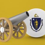 A cannon next to a ball with the Massachusetts emblem (Ramadan)